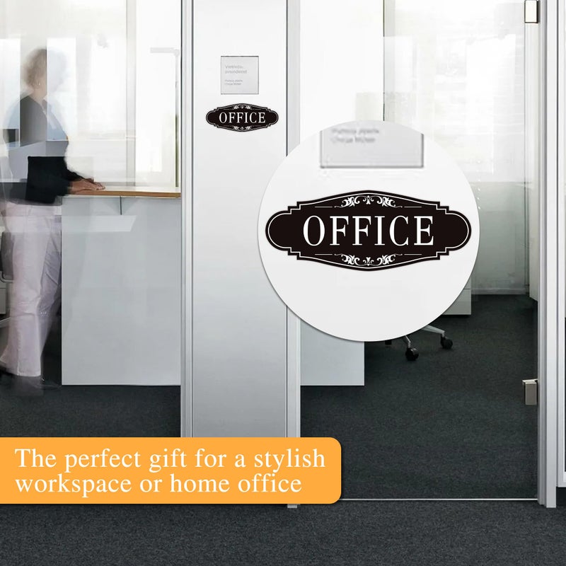 LUHIMO The Office Door Sign for Home and Businessï¼ŒSelf-Adhesive Waterproof and Fade-Resistant Modern Office Sign Sticker for Houseï¼ŒBusinessï¼ŒDoor, Window Black - Image 4