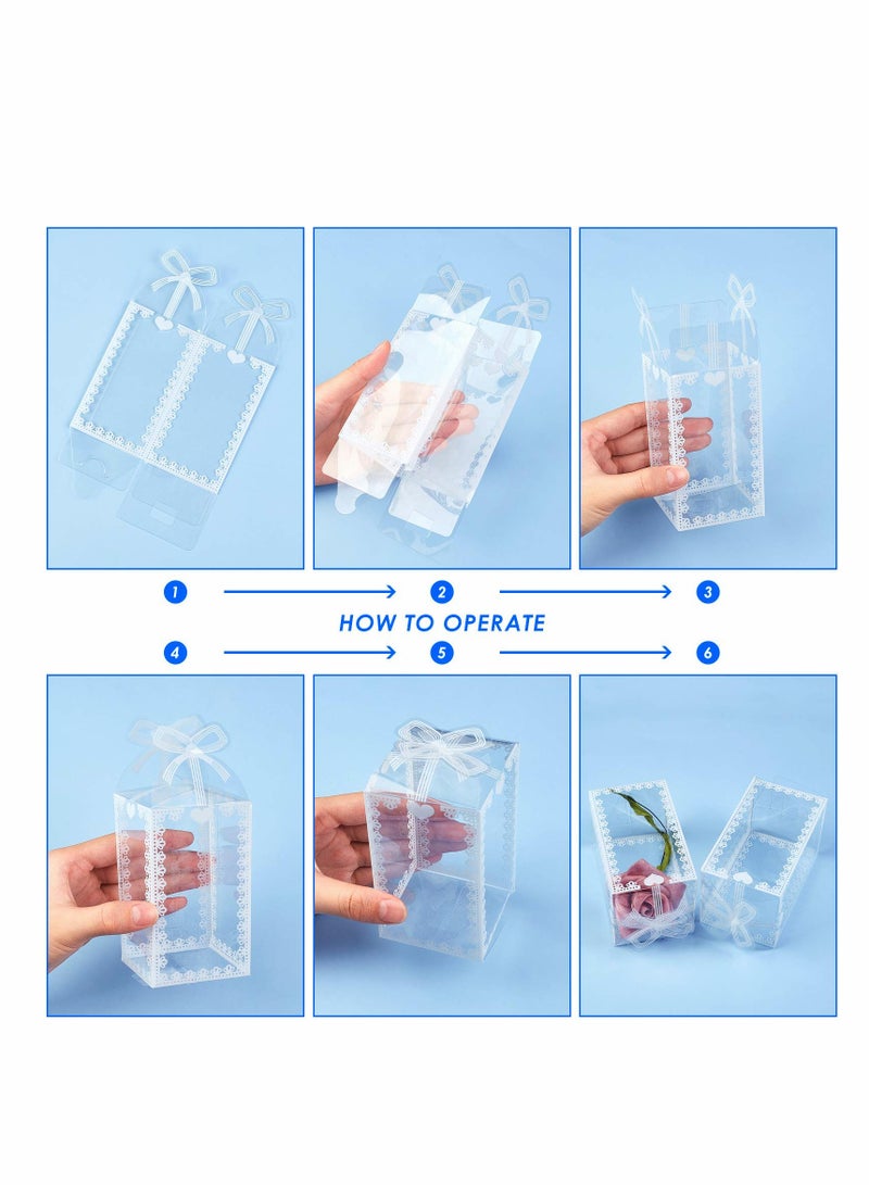 Rectangle Bow Knot Pattern Clear Plastic Favor Boxes Gift Boxes for Wedding Birthday Party,  's Gift Packaging, 2.3x2.3x4 Inch ( 28PCS ) - Image 3