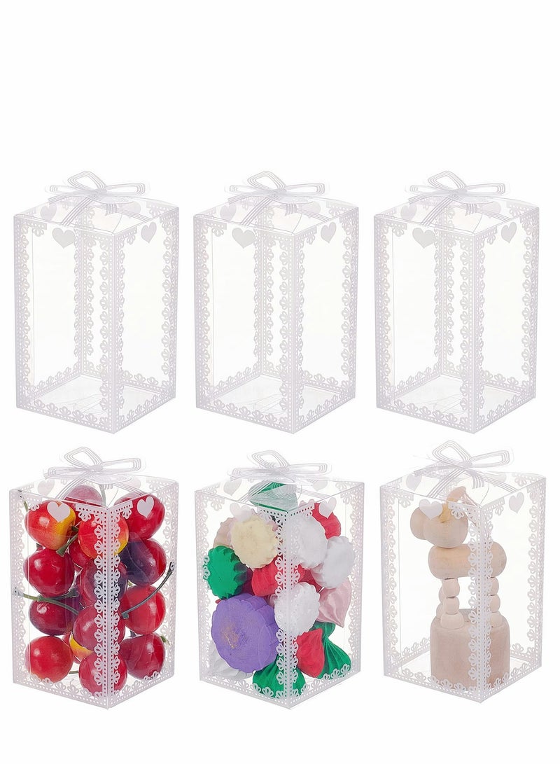 Rectangle Bow Knot Pattern Clear Plastic Favor Boxes Gift Boxes for Wedding Birthday Party,  's Gift Packaging, 2.3x2.3x4 Inch ( 28PCS ) - Image 1