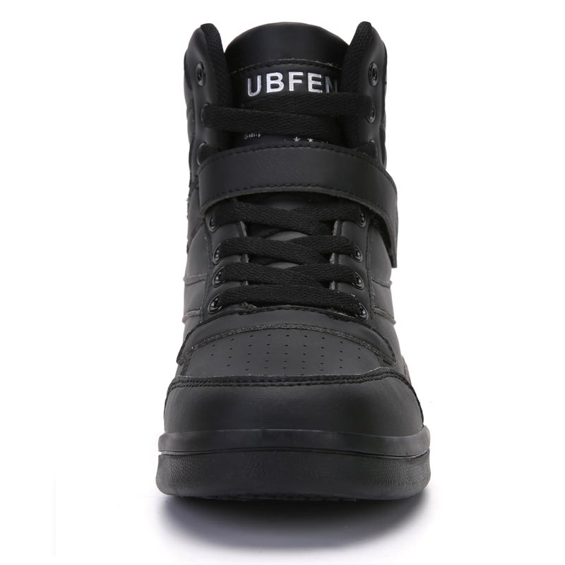 UBFEN Womens High Top Sneakers with Hidden Wedge Heel Ankle Support 2 Inch Height Increase 80s Retro Casual Boots Black Size US 8.5 - Image 4