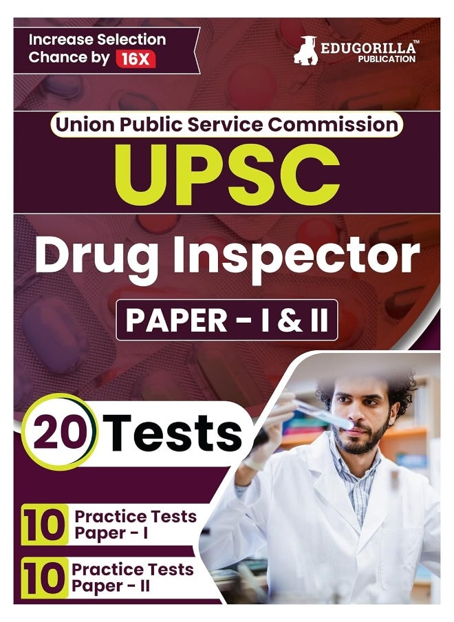 EduGorilla UPSC Drug Inspector Book 2023 (English Edition) - 20 Mock Tests of Paper I and II (1500 Solved Questions) with Free Access Ton Online Tests  - Image 1
