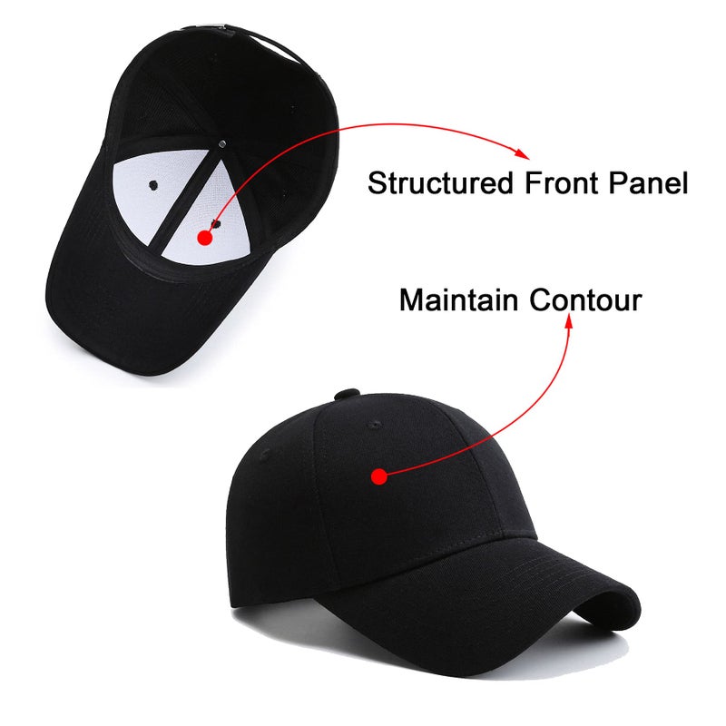 PFFY 2 Packs Baseball Cap Golf Dad Hat for Men and Women Hat Black+Blue - Image 3