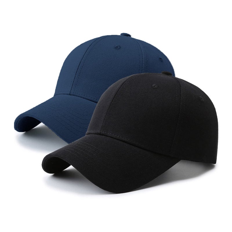 PFFY 2 Packs Baseball Cap Golf Dad Hat for Men and Women Hat Black+Blue - Image 1