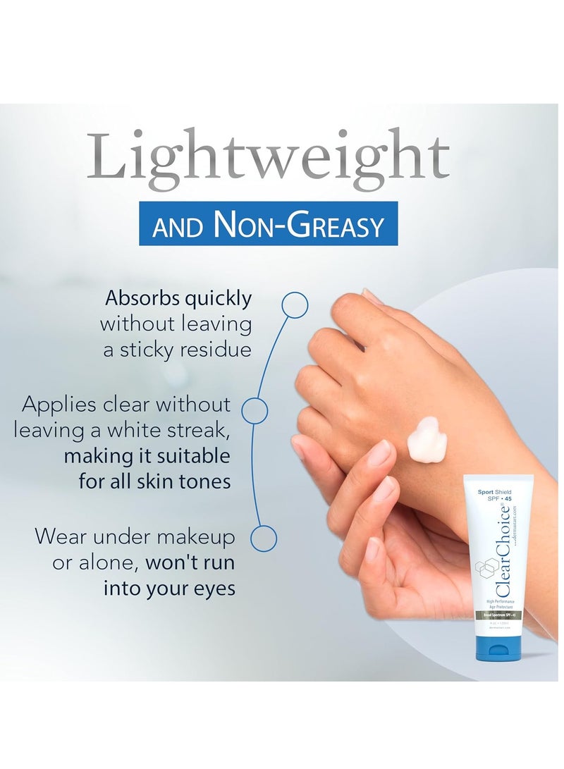 Clear Choice Sunscreen for Face SPF 45, Oil Free Sunblock & Light Moisturizer with Zinc Oxide, Reef-Safe, Broad Spectrum, Water-Resistant, No White Cast, Dermatologist Recommended, 4oz - Image 3