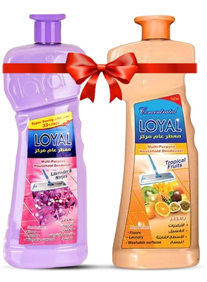 لويال متعدد الاستخدامات للاستخدام المنزلي، عبوتان سعة 2100 مل برائحة اللافندر والنرجس والفواكه الاستوائية