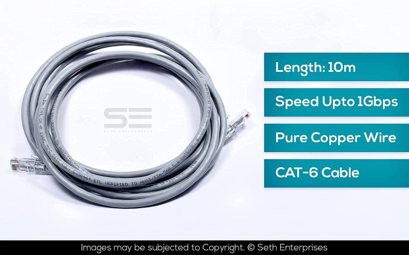 Seth Enterprises Cat 6 10M (32 Feet) Ethernet Patch Cable Speed Upto 1 Gbps - Multicolor - Image 2