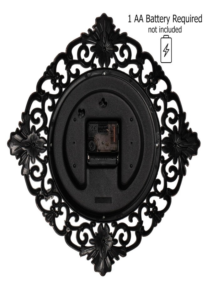 Clockswise 11" Classic Round Decorative Hanging Wall Clock with Ornate Floral Scroll Frame in Vintage Distressed Finish for Home Entryway Living Room Bedroom Kitchen Office Hotel & Restaurant, Brown - Image 4