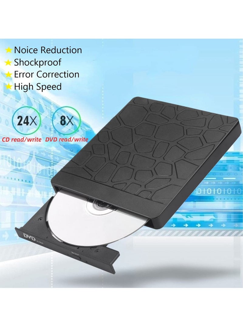 Generic - External DVD Drive for Laptop, USB 3.0 Type-C CD DVD +/-RW Burner Optical Disk Drive, Portable CD/DVD ROM Writer Reader with 2 Card Slot& 3 USB Port, for Desktop Windows 10/8/7 Linux OS Apple - Image 1