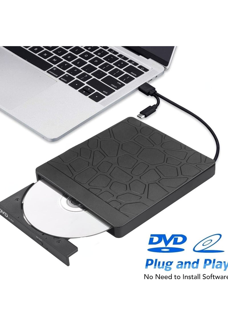 Generic - External DVD Drive for Laptop, USB 3.0 Type-C CD DVD +/-RW Burner Optical Disk Drive, Portable CD/DVD ROM Writer Reader with 2 Card Slot& 3 USB Port, for Desktop Windows 10/8/7 Linux OS Apple - Image 1