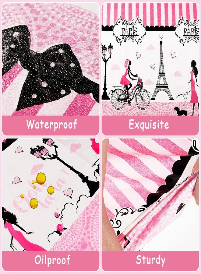 Irenare Paris Theme Tablecloth Princess Theme Party Decorations Day in Paris Eiffel Tower Plastic Table Covers Decoration Ooh La La Pink Table Cloth for Girls Birthday Party Baby Shower - Image 3