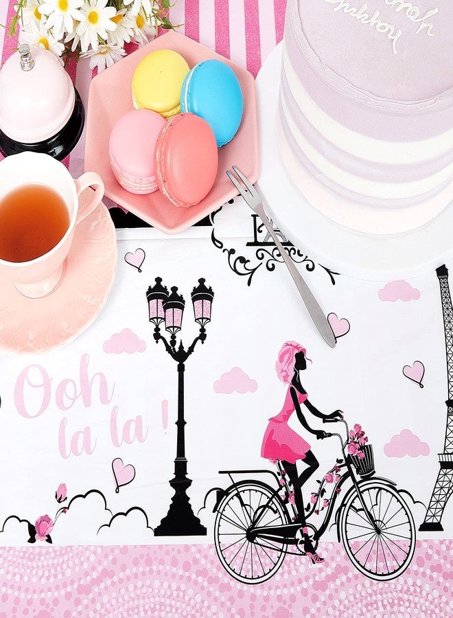 Irenare Paris Theme Tablecloth Princess Theme Party Decorations Day in Paris Eiffel Tower Plastic Table Covers Decoration Ooh La La Pink Table Cloth for Girls Birthday Party Baby Shower - Image 4
