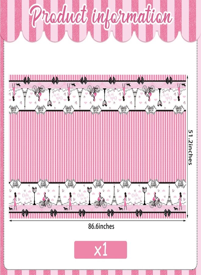 Irenare Paris Theme Tablecloth Princess Theme Party Decorations Day in Paris Eiffel Tower Plastic Table Covers Decoration Ooh La La Pink Table Cloth for Girls Birthday Party Baby Shower - Image 2