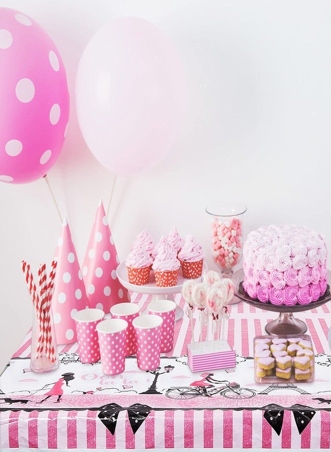 Irenare Paris Theme Tablecloth Princess Theme Party Decorations Day in Paris Eiffel Tower Plastic Table Covers Decoration Ooh La La Pink Table Cloth for Girls Birthday Party Baby Shower - Image 5