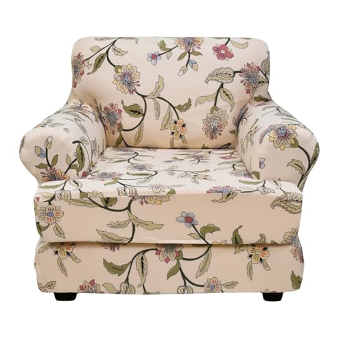 KRFOONN 2 Pieces T Cushion Chair Slipcovers with Arms Stretch Sofa Cover Armchair Slipcovers with 1 Individual T Shape Cushion Covers Furniture Protector Couch Covers for Living Room 03 - Image 1