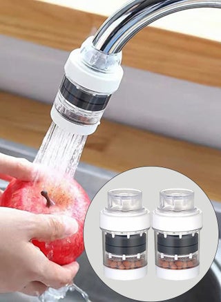 2-قطعة المطبخ المنزلي صنبور المياه تصفية الصنبور تنقية المياه الحجر الطبي مغنط مصفاة المياه مفيد المطبخ صنبور مصفاة المحمولة صنبور المياه تنقية (أبيض)