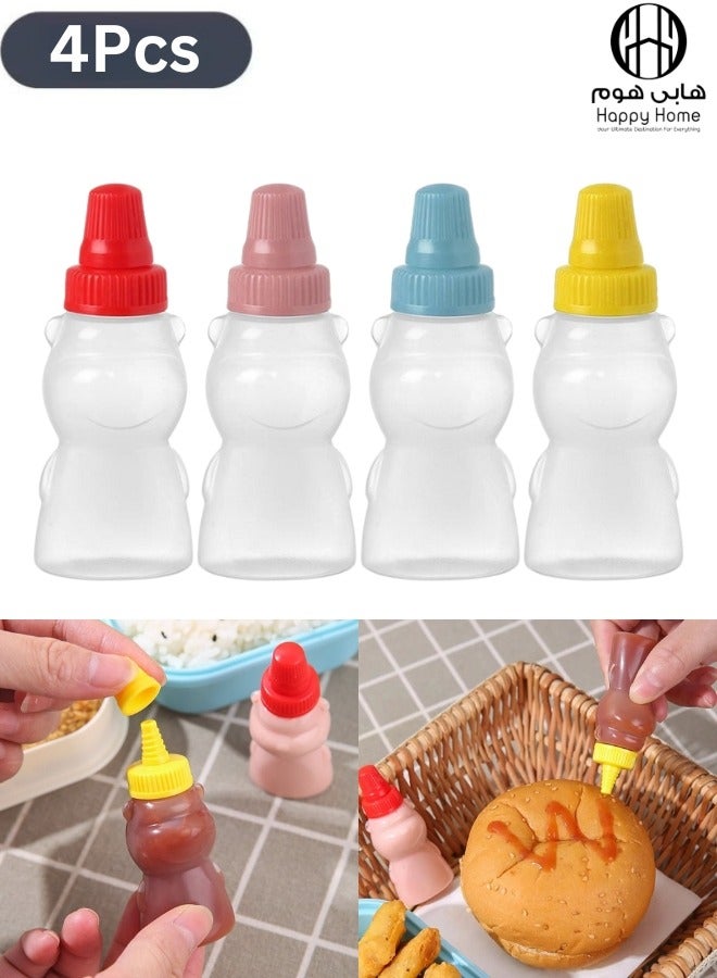 Happy Home 4pcs Mini Bear Shaped Sauce Dispenser 25ml - Image 1