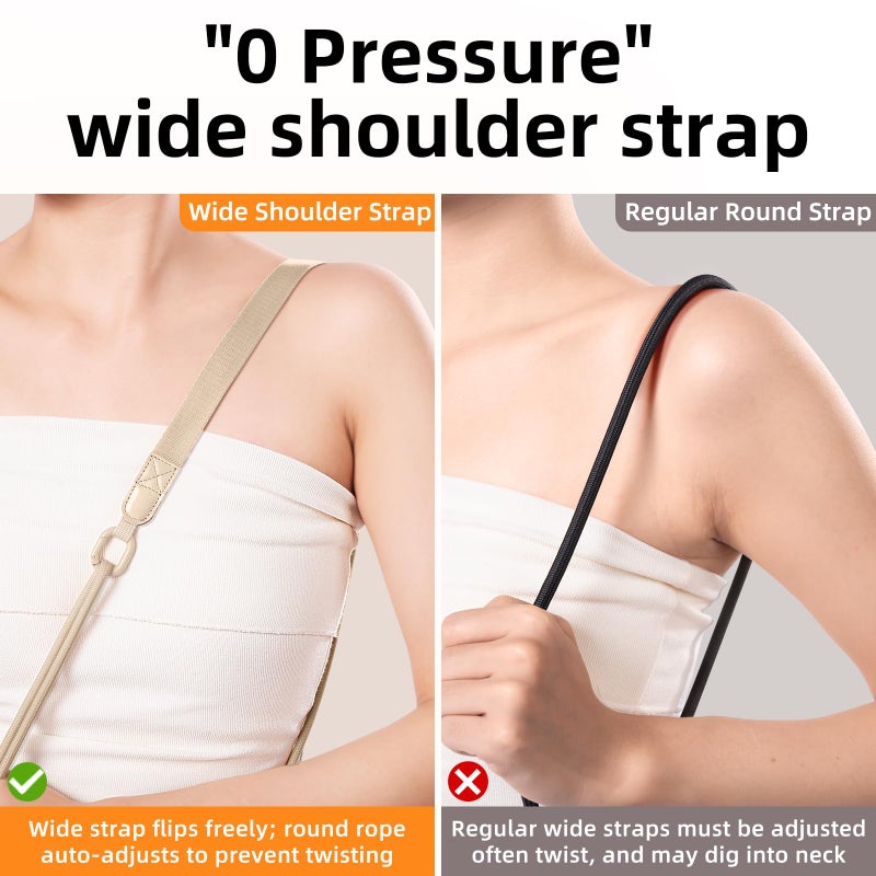 saxsion Phone Lanyard Crossbody & Neck, Adjustable Wide Strap with Anti-Loss Lock for iPhone Samsung - Universal Hands Free (Camel) - Image 2