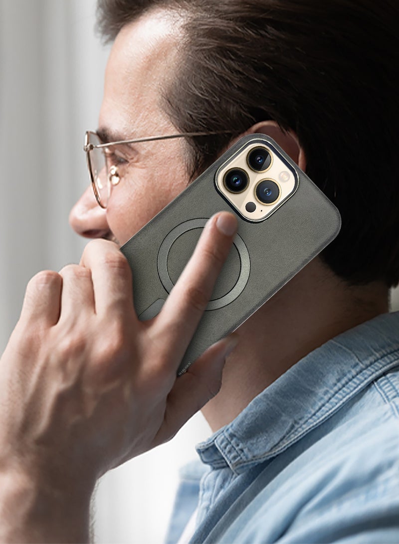 CATANES 3 Pack of PU Leather Case for Apple iPhone 13 Pro Max Compatible with Magsafe, Shockproof Drop Proof Protective Slim Case Grey - Image 4