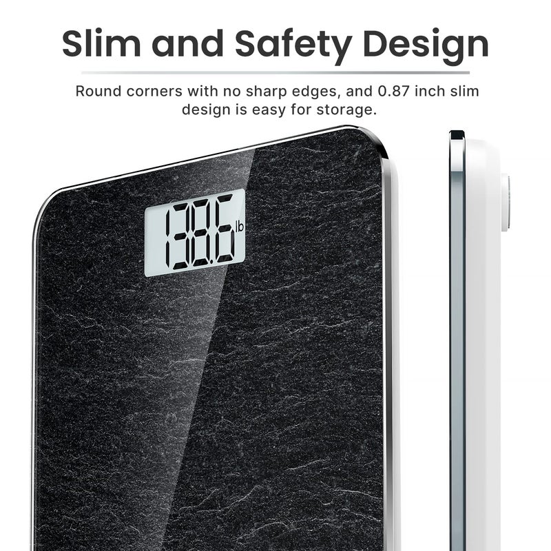 RENPHO Digital Bathroom Scale Highly Accurate Body Weight Scale with Lighted LED Display Round Corner Design 400 lb Core 1S Marble - Image 5