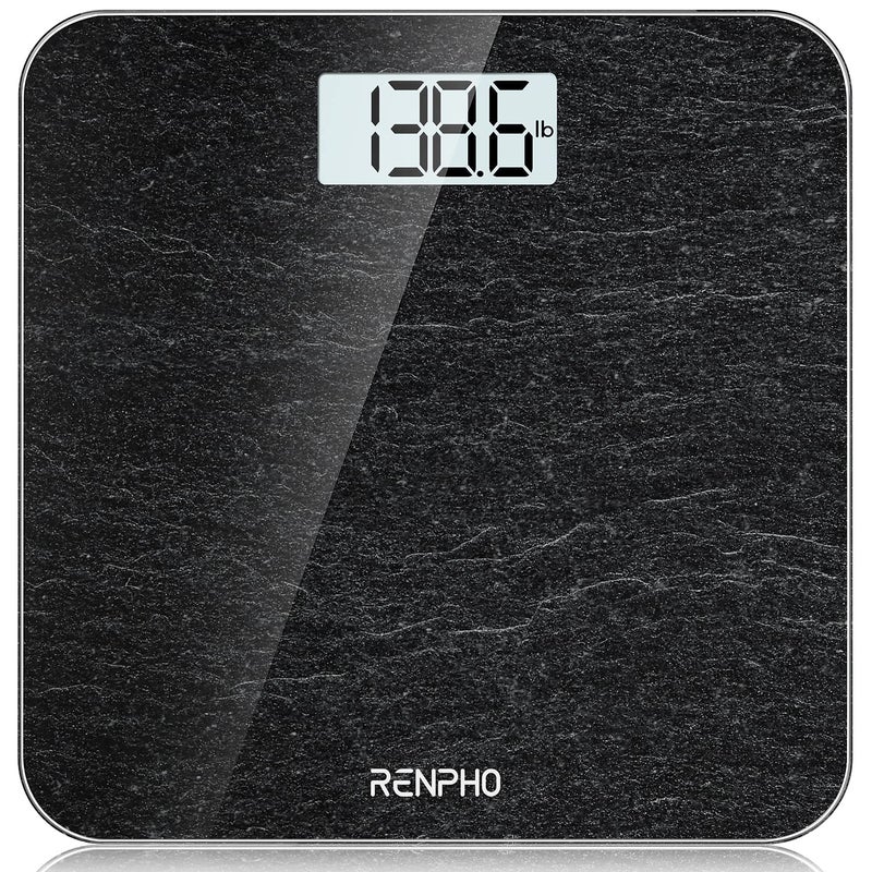 RENPHO Digital Bathroom Scale Highly Accurate Body Weight Scale with Lighted LED Display Round Corner Design 400 lb Core 1S Marble - Image 1