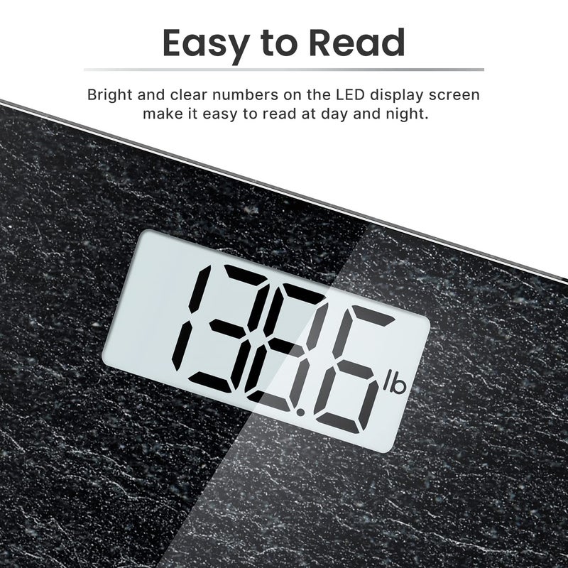 RENPHO Digital Bathroom Scale Highly Accurate Body Weight Scale with Lighted LED Display Round Corner Design 400 lb Core 1S Marble - Image 3