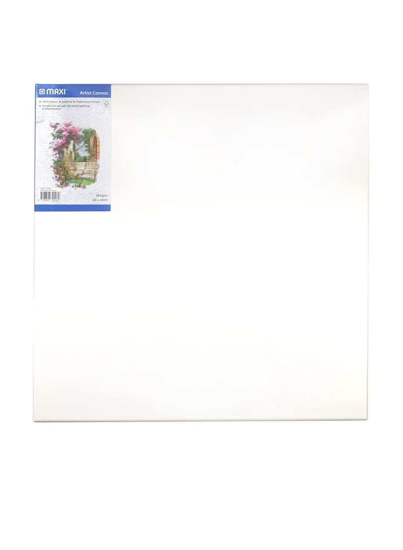 Maxi 1-Piece Stretched Painting Canvas Board 40x40cm Size White - Image 2