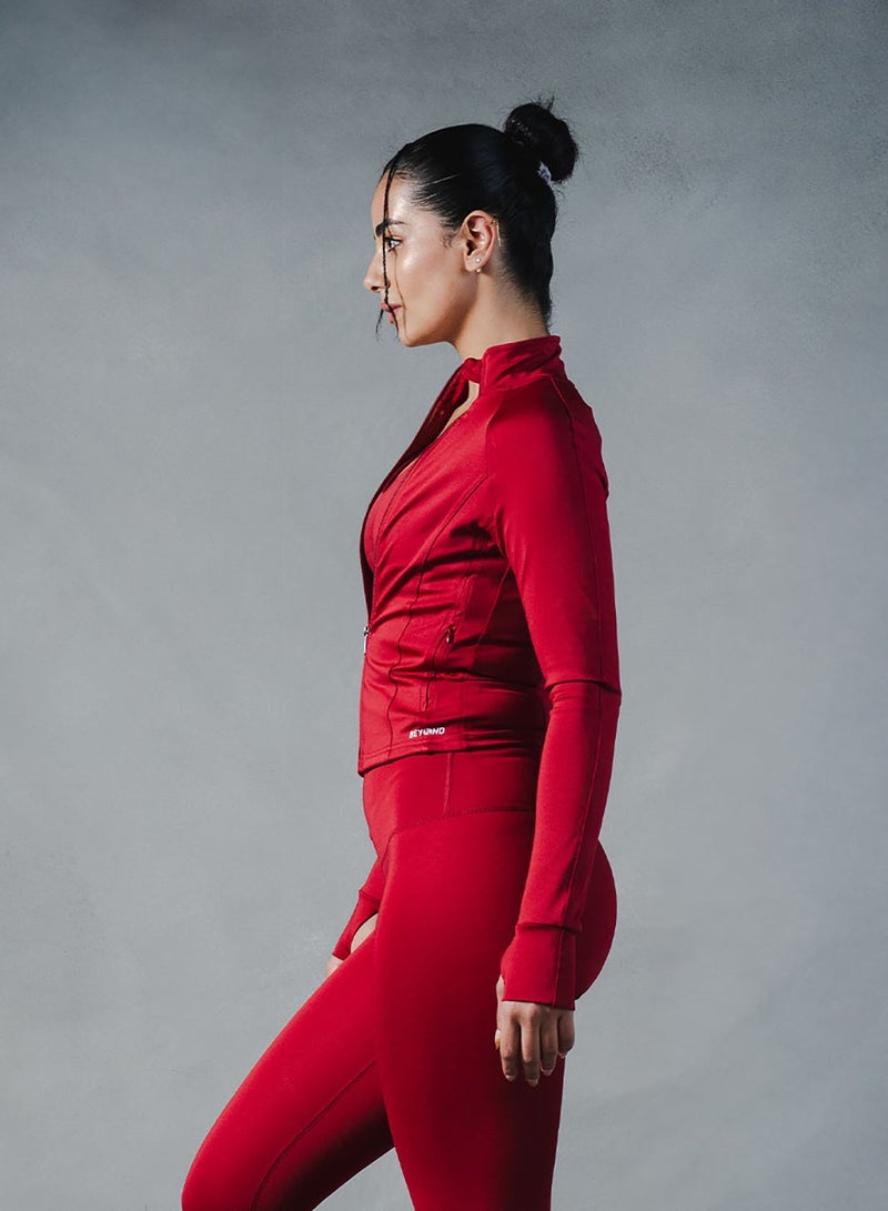 Beyond Sportswear Women's Red Compression Jacket - Image 3