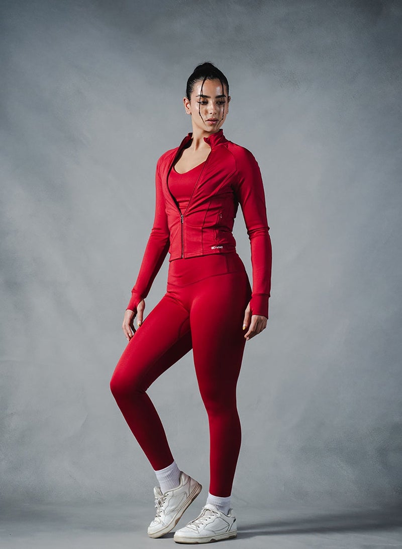 Beyond Sportswear Women's Red Compression Jacket - Image 2