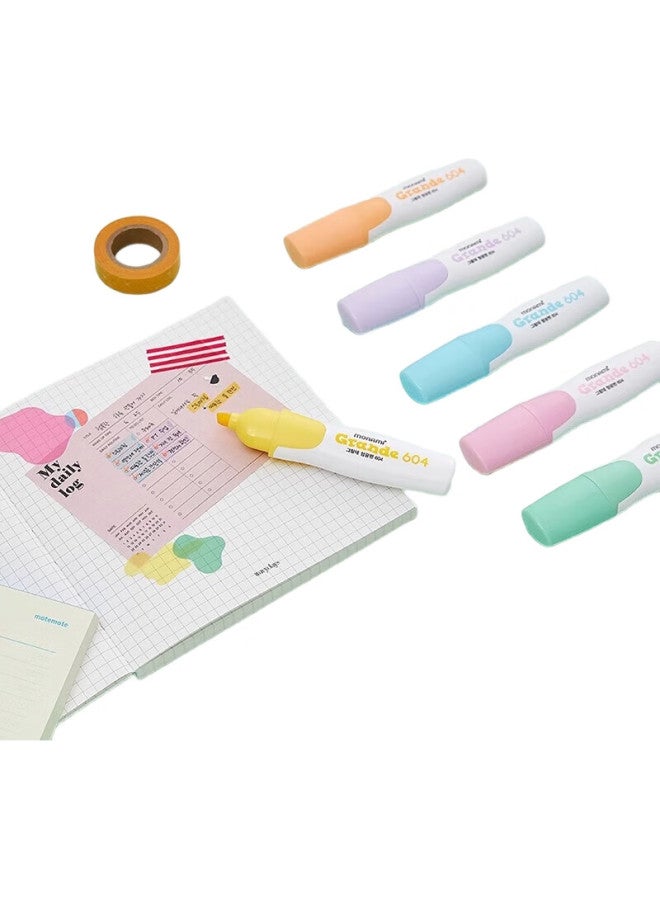 Monami Imported New 604 Quick-Drying Highlighter Marker, Highlighting Pen, Colorful Doodle Pen, Soft Color 6-Color Set 06025Z06 - Image 1