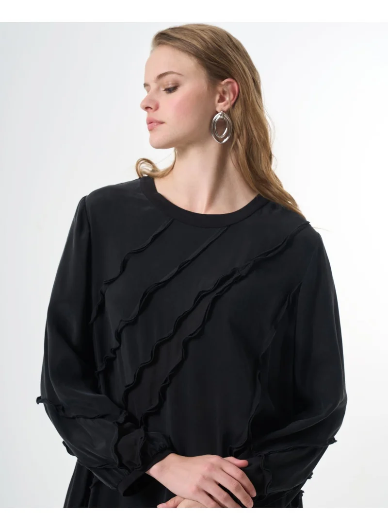MissWhence  Asymmetrical layered wave detailing big size dress - Black for Women | Best Price UAE