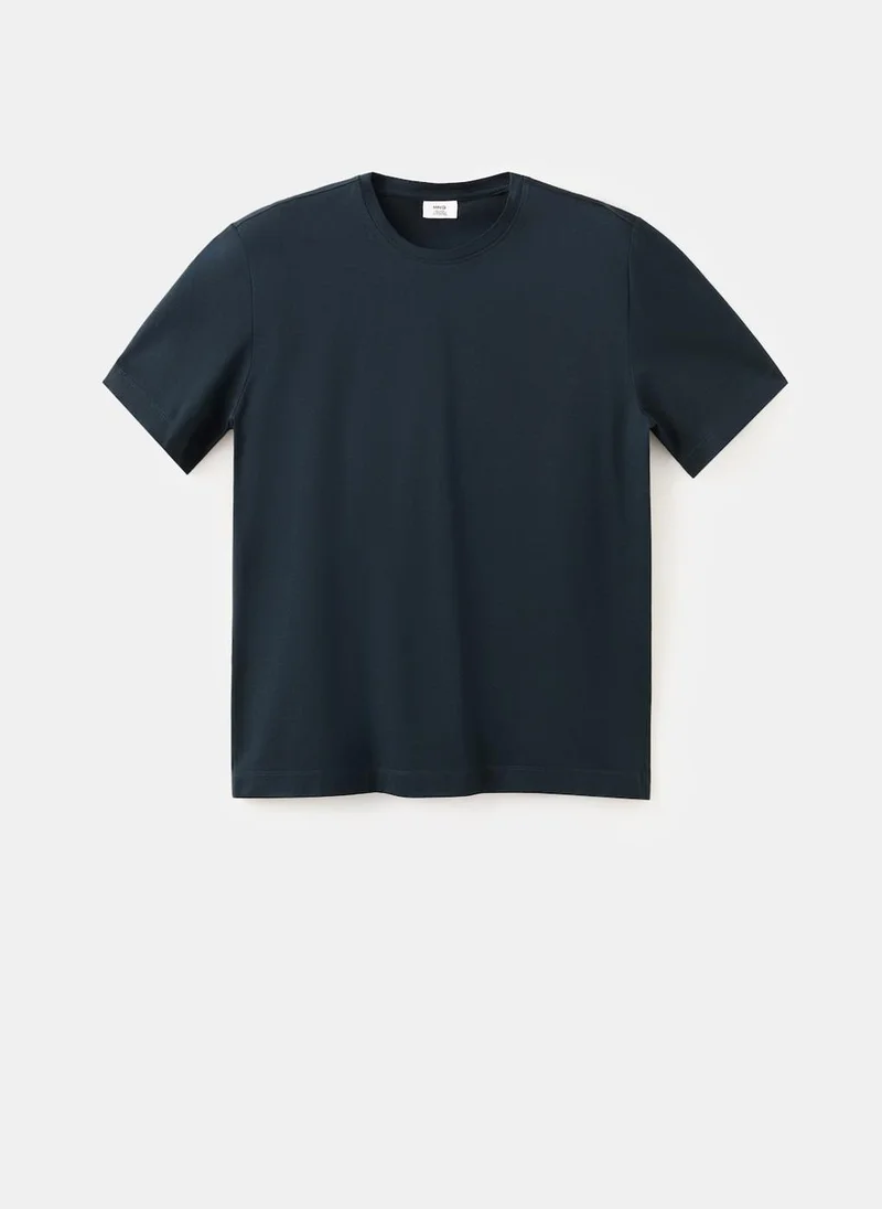 Mango Man 56-NAVY Regular Fit T-Shirt 190Gsm for Men | Best Price UAE