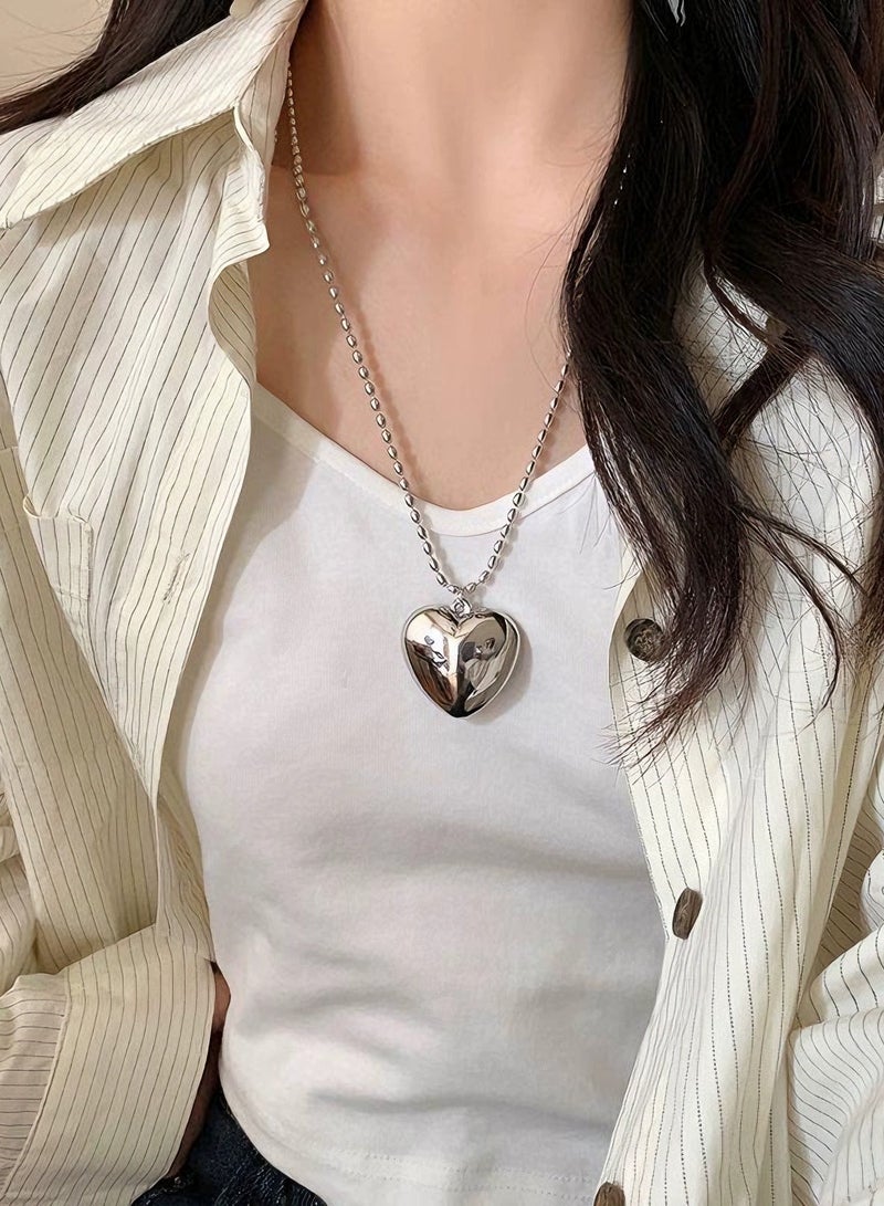 Goolsky Long Heart Pendant Sweater Chain Necklace for Women – Elegant Lightweight Layered Jewelry, Sweet Cool Minimalist Accessory, Fall/Winter - Image 4