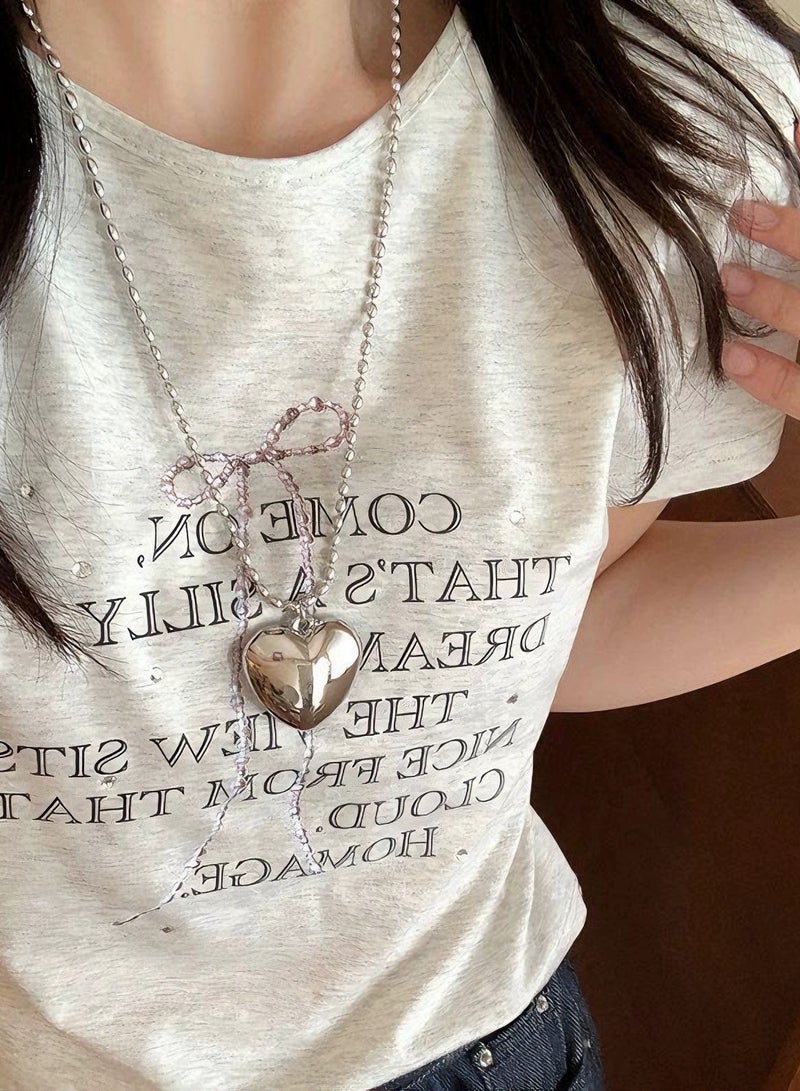 Goolsky Long Heart Pendant Sweater Chain Necklace for Women – Elegant Lightweight Layered Jewelry, Sweet Cool Minimalist Accessory, Fall/Winter - Image 5