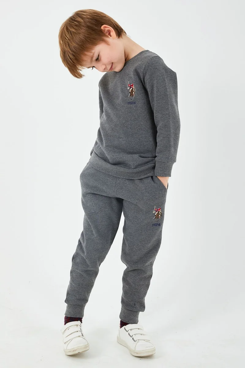 U.S. Polo Assn. BASE. Polo Assn. Base. Polo Assn Licensed Classic Antramelange Boys Crew Neck Tracksuit Suit