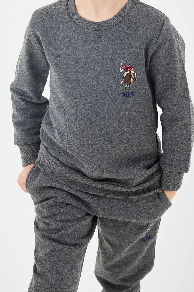 U.S. Polo Assn. BASE. Polo Assn. Base. Polo Assn Licensed Classic Antramelange Boys Crew Neck Tracksuit Suit