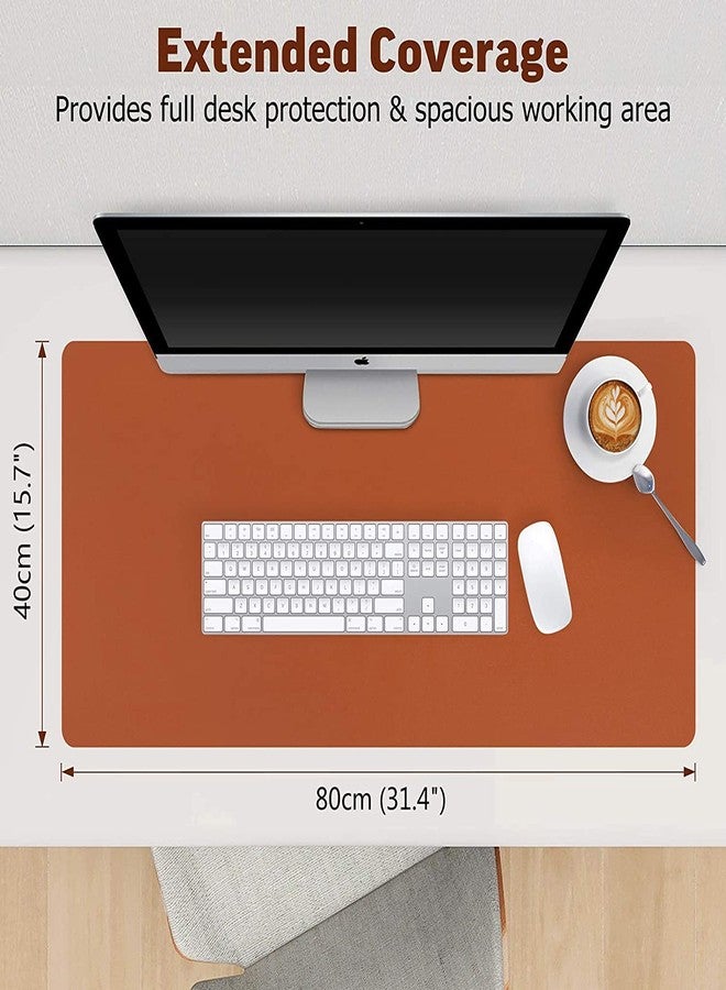 Dhruv Mart Desk Mat Pad Blotter Protector 80x40 PU Leather Desk Mat Laptop Keyboard Mouse Pad with Comfortable Writing Surface Waterproof (Brown + Gray) - Image 4