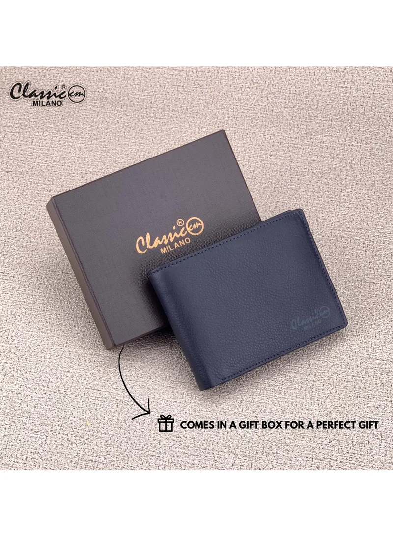 Classic Milano Blue (CNH-7) Classic Milano Genuine Leather Wallet for Men – Slim Bifold Men’s Wallet with RFID Blocking, Multiple Card Slots – Stylish Mens Purse Wallets Gift for Husband, Father for Men | Best Price UAE