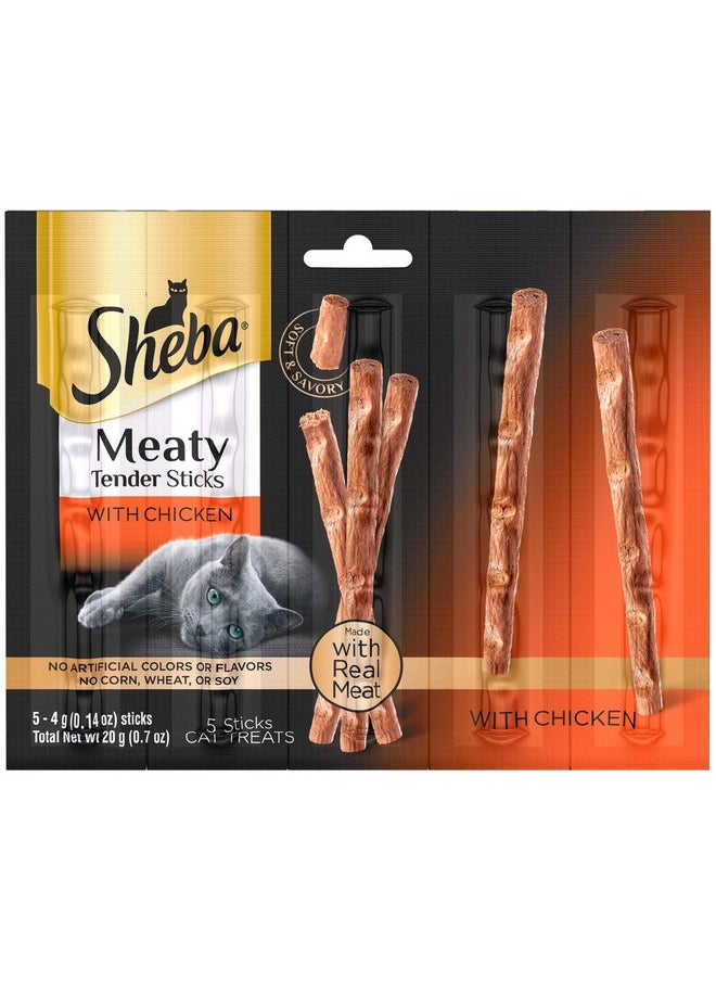 Sheba Treats Meaty Tender Sticks Soft Cat Treats Chicken Flavor, (5 Treats) 0.14 Oz. Sticks (Pack Of 10)  - Image 1