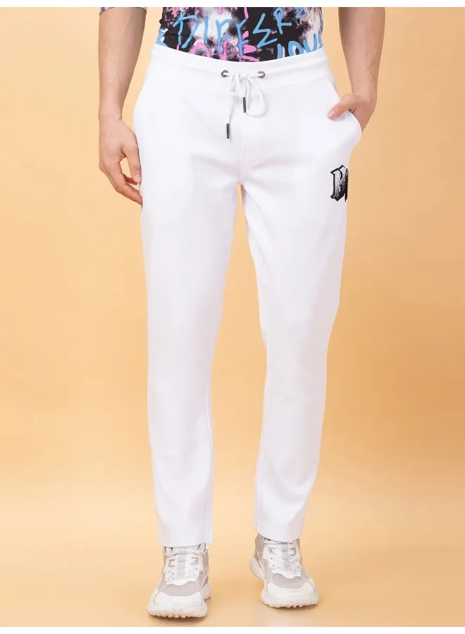 Being Human Mens White Regular Fit Track Pants