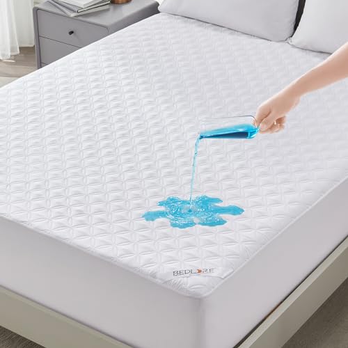 BEDLORE Waterproof Mattress Protector, King Size Noiseless Mattress Pad with Deep Pocket Fitted Up to 6-18 inches, Soft Noiseless Bed Mattress Cover Washable for Home, Bedroom, Hotel (White) - Image 1