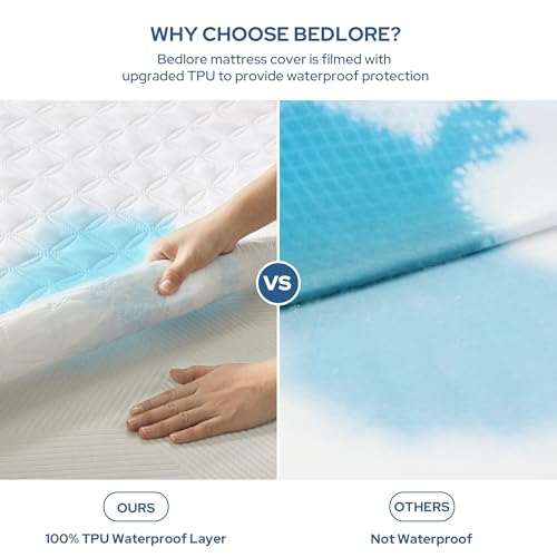 BEDLORE Waterproof Mattress Protector, King Size Noiseless Mattress Pad with Deep Pocket Fitted Up to 6-18 inches, Soft Noiseless Bed Mattress Cover Washable for Home, Bedroom, Hotel (White) - Image 2