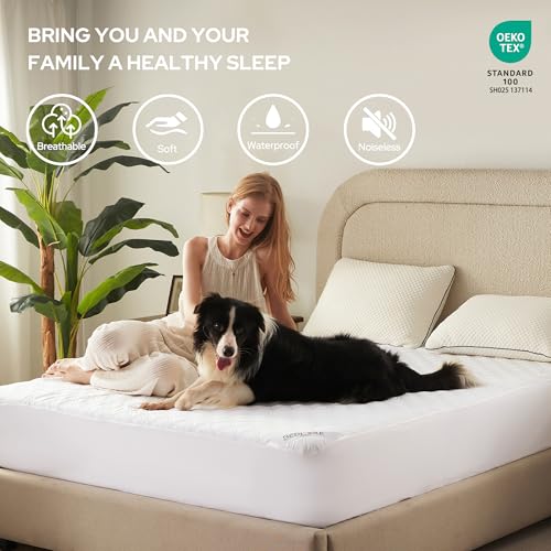 BEDLORE Waterproof Mattress Protector, King Size Noiseless Mattress Pad with Deep Pocket Fitted Up to 6-18 inches, Soft Noiseless Bed Mattress Cover Washable for Home, Bedroom, Hotel (White) - Image 3