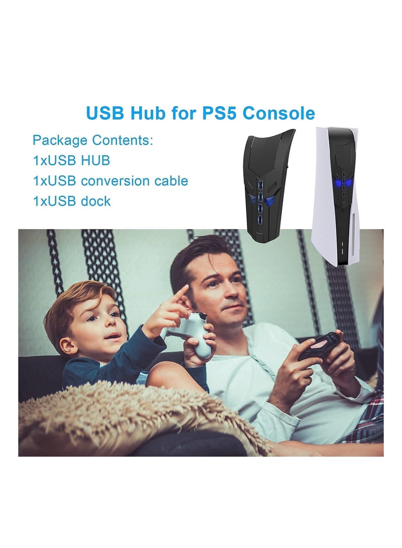 Captaintech USB Hub for PS5 with Glowing Eyes, High-Speed Expansion Hub Charger Splitter Adapter with 4 USB Ports + USB Adapter Cable Multi-Platform for PS4 for Mac OS for PC for Laptop Plug and Play - Image 3