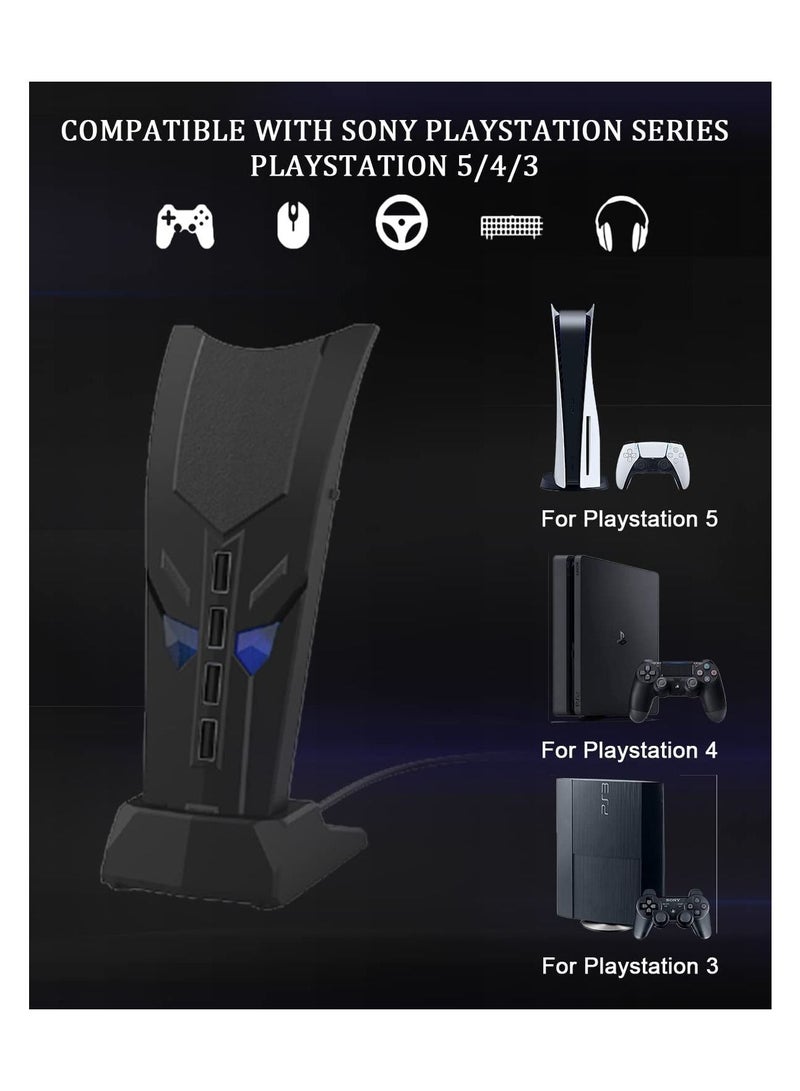 Captaintech USB Hub for PS5 with Glowing Eyes, High-Speed Expansion Hub Charger Splitter Adapter with 4 USB Ports + USB Adapter Cable Multi-Platform for PS4 for Mac OS for PC for Laptop Plug and Play - Image 5