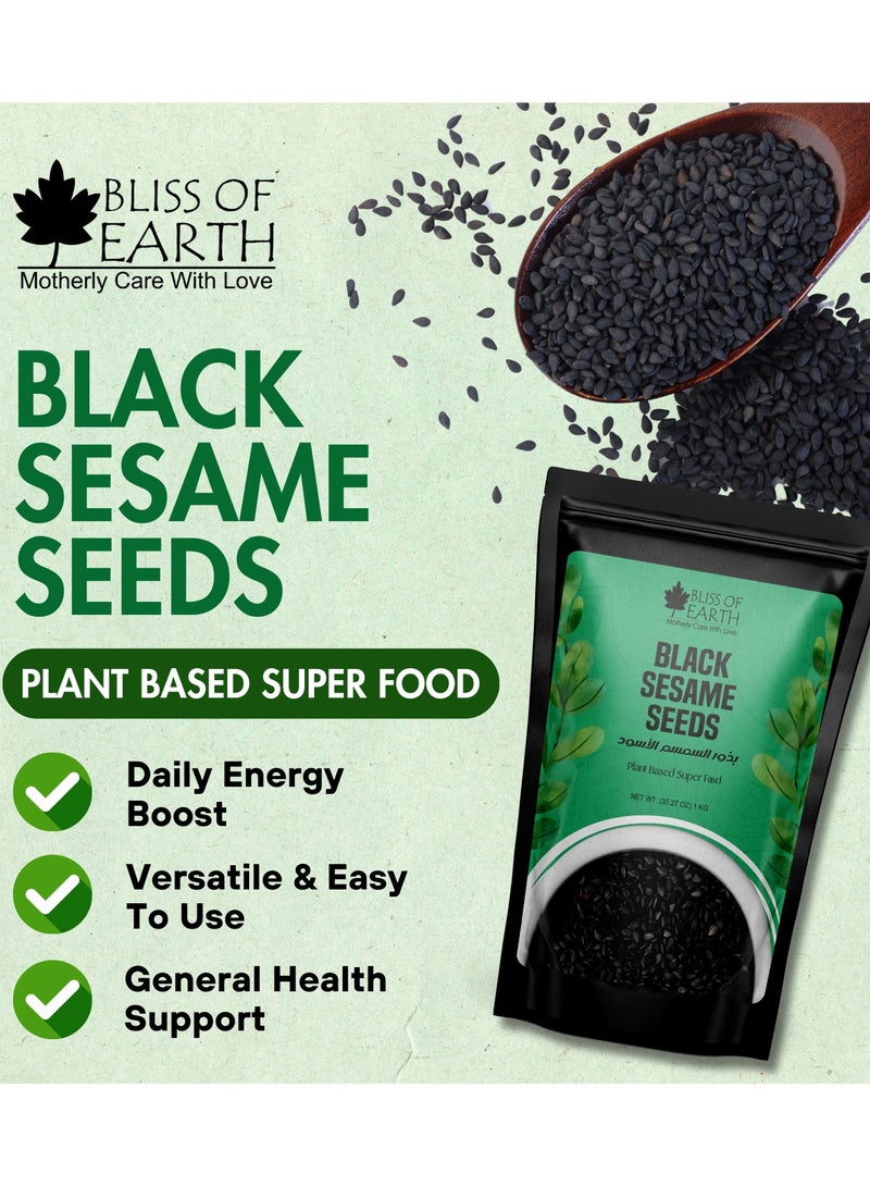BLISS OF EARTH 1kg unhulled Black Sesame Seeds Kaale Til Fresh & Fiber Rich Great for Cooking & Baking  - Image 2