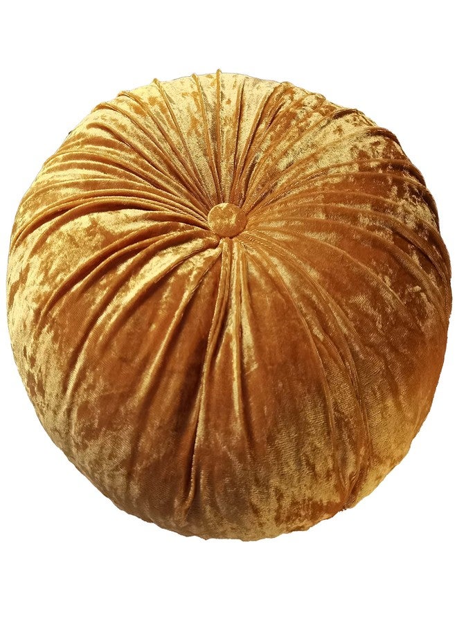 Verpert Pack 2：Round Floor Cushions Pillow, Solid Color Velvet Meditation Cushion Pumpkin Pleated Meditation Pillow for Home Sofa Bed Car Decor Floor Pillow Cushion Gold - Image 4