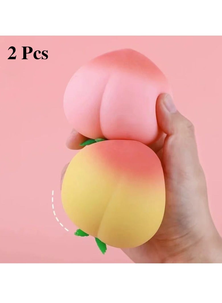OMEVE 2 Pcs Peach Shaped Squishy High Anxiety Anti Stress Reliever Squeeze Ball Toy - Image 1