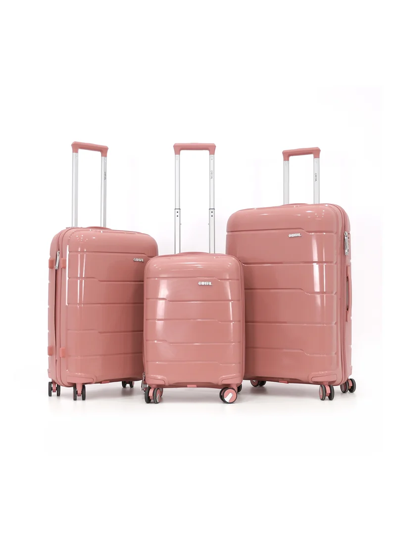 CAPITAL CAPITAL 3-Piece Hard-Side Polypropylene Luggage Set – Lightweight, Durable, Spinner Trolley with TSA Lock,Pink (S-20",M-24",L-28")