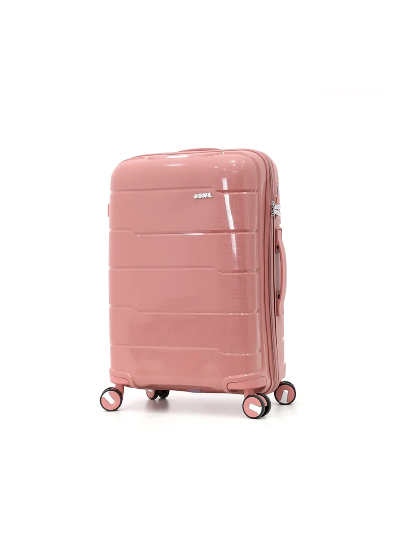 CAPITAL CAPITAL 3-Piece Hard-Side Polypropylene Luggage Set – Lightweight, Durable, Spinner Trolley with TSA Lock,Pink (S-20",M-24",L-28")
