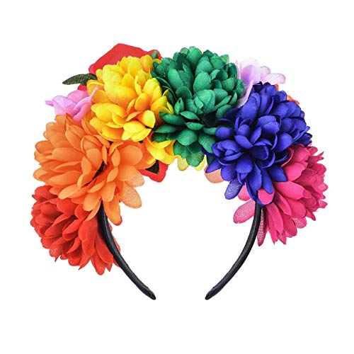 DreamLily Rose Flower Crown Headband Halloween Party Costume Headpiece NC26 Rainbow colorful - Image 5